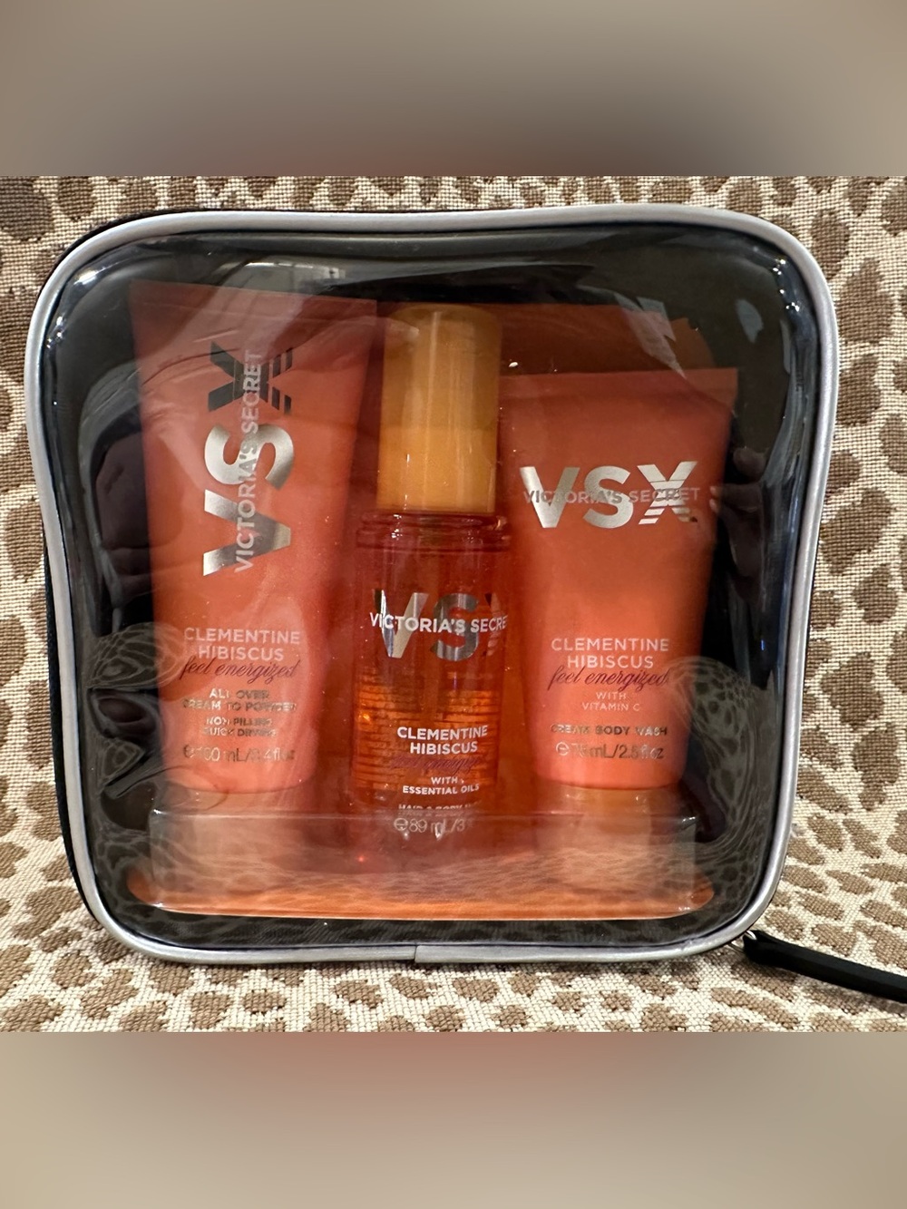 Victoria’s Secret 3 Piece Clementine Hibiscus Feel Energized Travel Set~$40~New!